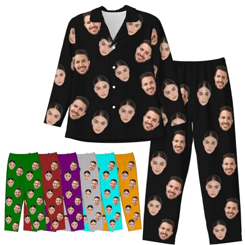 Personalized Pajamas Custom Face Pajama Pants for Women Men with Photo Customized Pajama Christmas Valentine Gift for Him Her