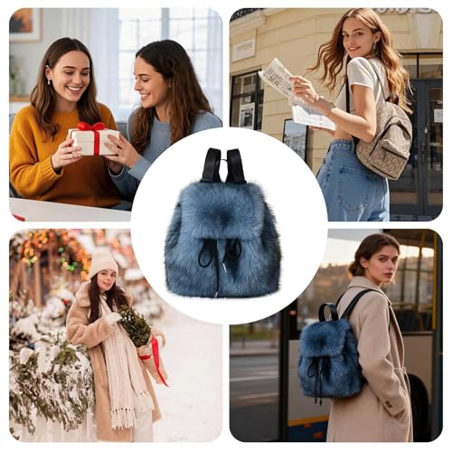 Mochila de pelo falso cómoda con correa ajustable para evitar fatiga 4