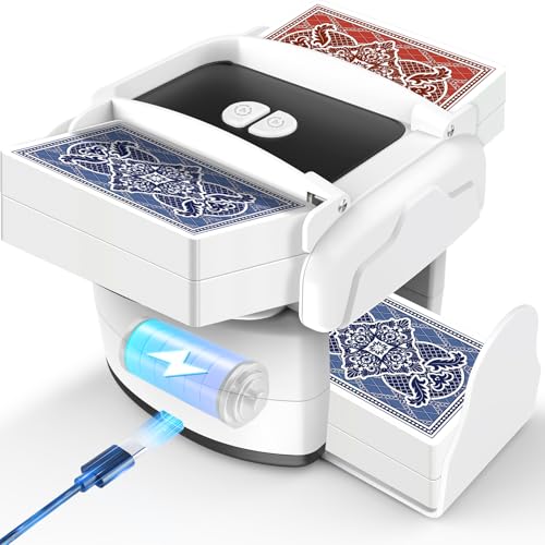Feebee Kartenmischmaschine Elektrische für 4 Decks - Automatischer Mischmaschine Karten USB Kartenmischer mit Akku 3000mAh Kartenmischgerät Gleichmäßig & Nicht Eingeklemmt Card Shuffler für UNO Romme