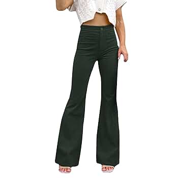 Womens Flare Jeans Casual Solid Colored Flared Leggings Bell