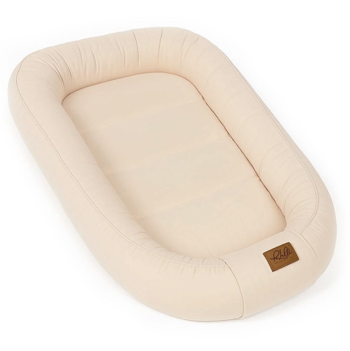 PaLulli Nido extra grande para bebé de 100 x 60 cm, algodón, reversible, reversible, hecho a mano, transpirable y seguro (beige)