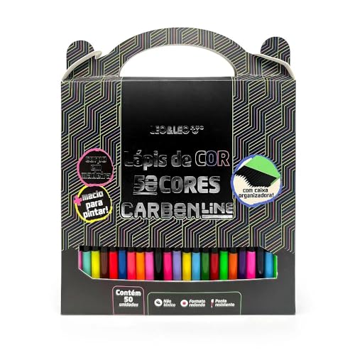 LÁPIS DE COR CARBON LINE 50 CORES REDONDO LEO&LEO