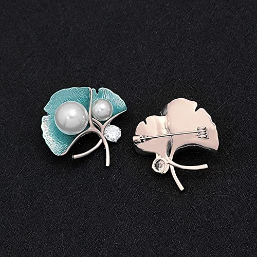 Image of Gingko Brooch Pin Corsage, Sweater Dress Shawl Classy Jewelry Accessory Decor for Wedding Birthday Party Christmas Gift (Blue)