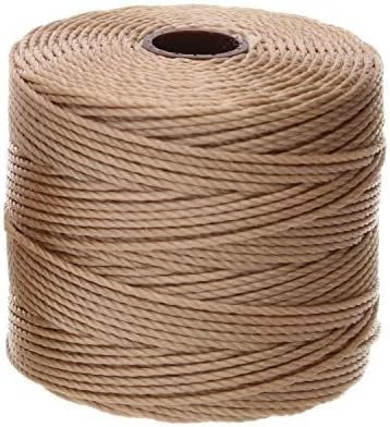 The Beadsmith S-Lon #18 Cordón  Color marrón claro  Tarjeta de 77 yardas  Ideal para atar cuentas de ganchillo y joyas de micro macramé  Compatible