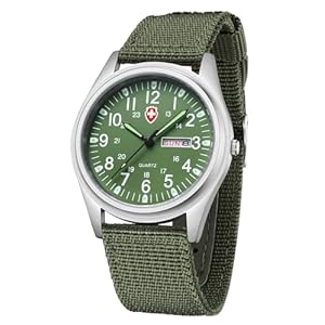 Gosasa Fashion Men’s Quartz Watch with Luminous Dial, Textile Nylon Strap with Date Military Sport Analog Mens Wristwatch Casual Style