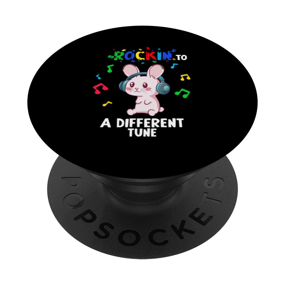 Rockin' to a Different Tune Autism Warrior PopSockets Swappable PopGrip, Black