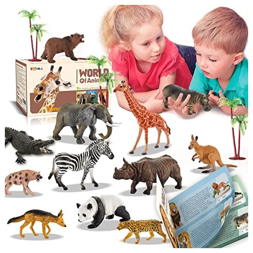 EnAuRoL 31 Pcs Safari Animals Figures Including 24 Realistic Jungle Playset Toys Zoo Animals for Toddlers 3+ Years Old Ideal Gift for Boys and Girls