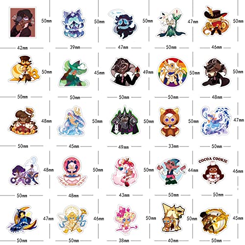 62 Pcs Cookie Run Kingdom Aesthetics Cartoon Waterproof Vinyl Stickers for Water Bottles Laptop Suitcase for Birthday Party Supplies Halloween Decoration Favors