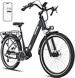 HITWAY BK32 Elektrofahrrad & E-Bike 26' x 2,35 Reifen, 36V 10,4Ah Akku, 25 km/h, 7-Gang, 60-70 km Reichweite, Federgabel, Scheibenbremsen – Ideal als Pendlerfahrrad für Damen und Herren