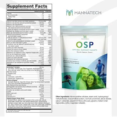 Mannatech More Than Just a Multivitamin, Optimal Support Packets Amazing Self-Care Benefits of OSP Daily Vitamins, w/Ashwagandha Capsules, Immune Support and Antioxidant Supplement - 60 Packets