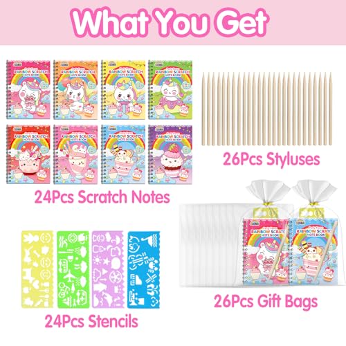Image of ZMLM 24 Pack Rainbow Art Scratch Notebooks for Kids Birthday Party Favors