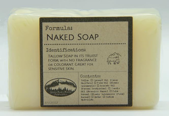 Naked Soap – Unscented Tallow Bar Soap, Grass-Fed Wyoming Tallow with Coconut, Palm & Avocado Oil – Fragrance-Free, Gentle Cleanser for Sensitive Skin – Small Batch, Handcrafted in Wyoming (1 Bar) image 4