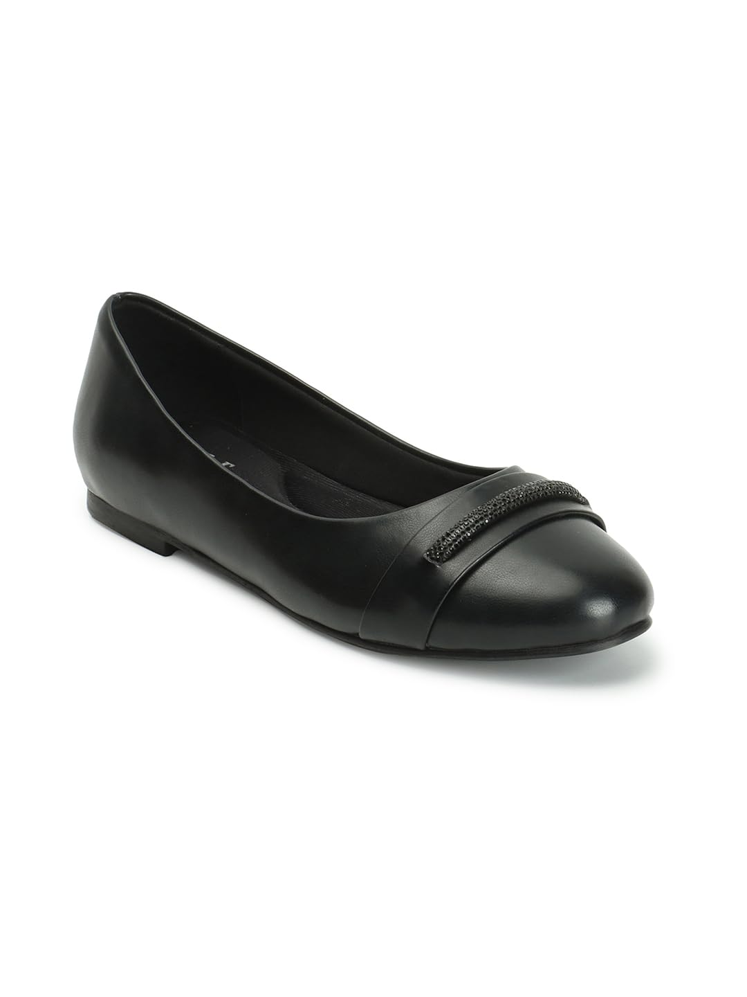 Women's Round Toe Flats Slip-On Ballerinas with Shimmer Detail-image-11