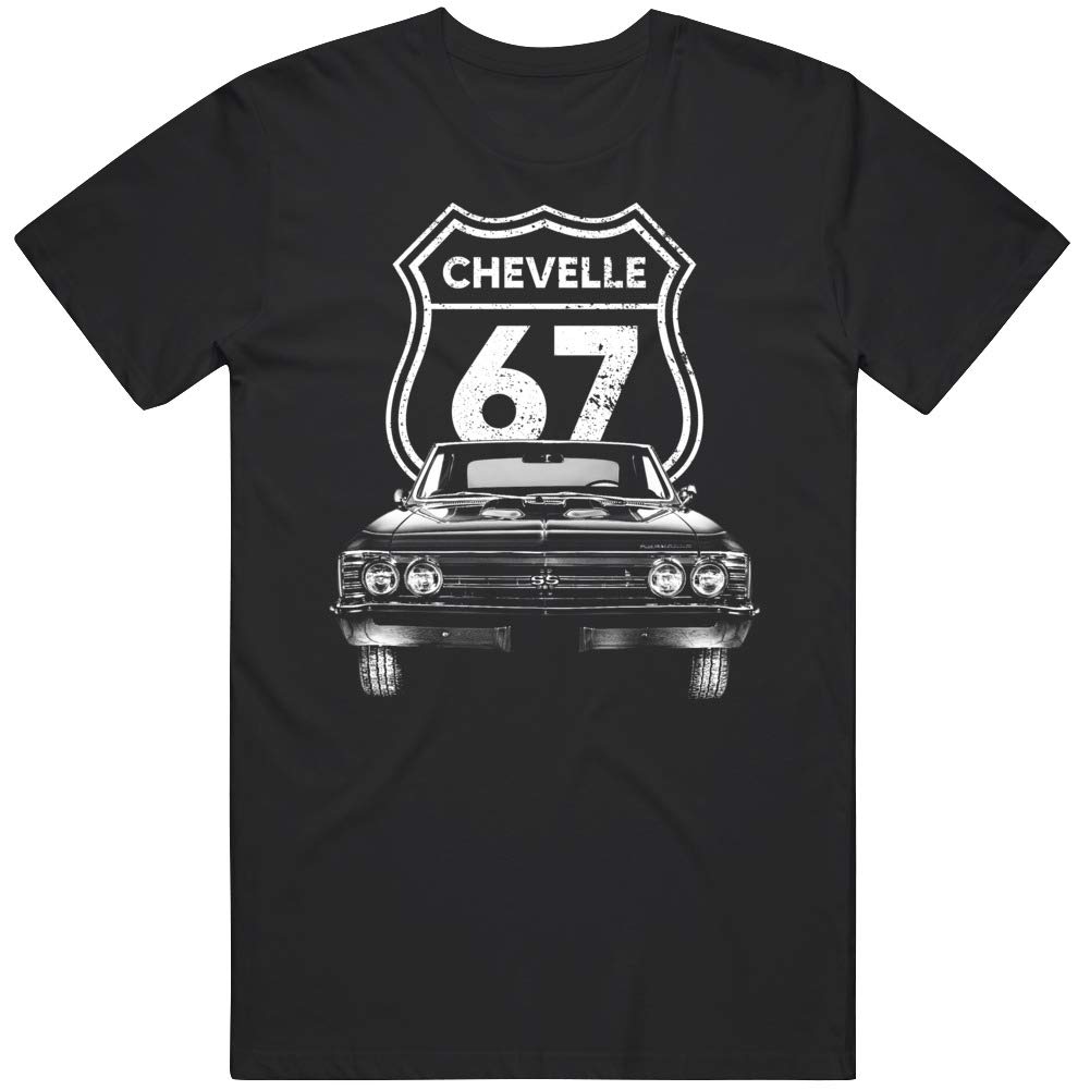 PurpleMonkeyTees1967 Chevelle Ss Front Grill View with Highway Sign T Shirt