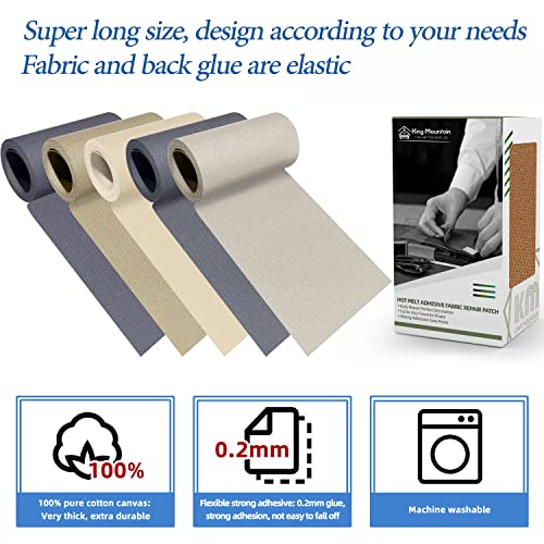 Image of KING MOUNTAIN Canvas Iron on Patch,3 inchx60 inch,Waterproof 100% Cotton Fabric Repair Patch,Used for Various Sofa,Tent,Clothes,Seats,Suitcases (Brown)