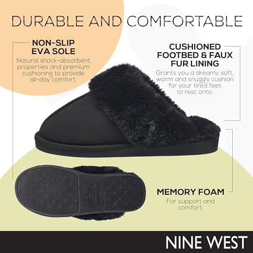 Nine West Scuff Slippers For Women, Extra Soft & Comfortable Winter House Shoes4