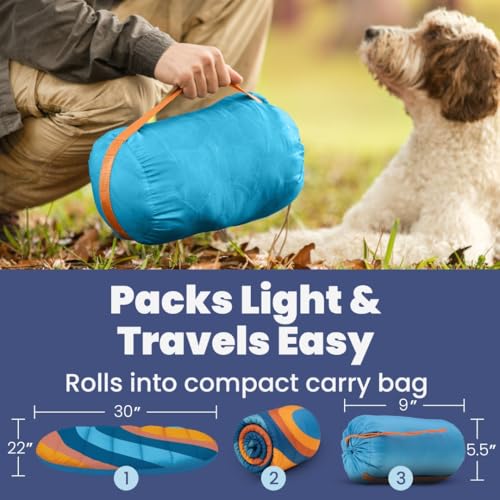 Image of Travel Dog Bed (30 inch x 22 inch) - Foldable & Packable for Travel, Road Trip, Camping - Lightweight, Water Resistant & Cozy with Soft Padding - Compact, Portable & Machine Washable - Small Breeds: Teal