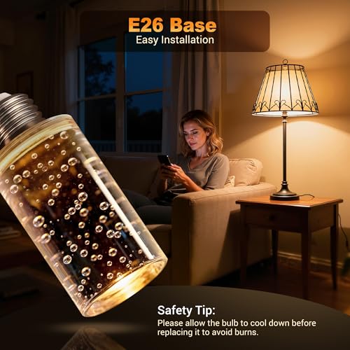Image of JandCase LED Bulb, 5W, 3000K, 500LM Dimmable E26 Acrylic Bubble Bulb | Ceramic Base, Suitable for E26 Lighting Fixtures Including Chandeliers, Wall Sconces, Table Lamps, and Vanity Lights