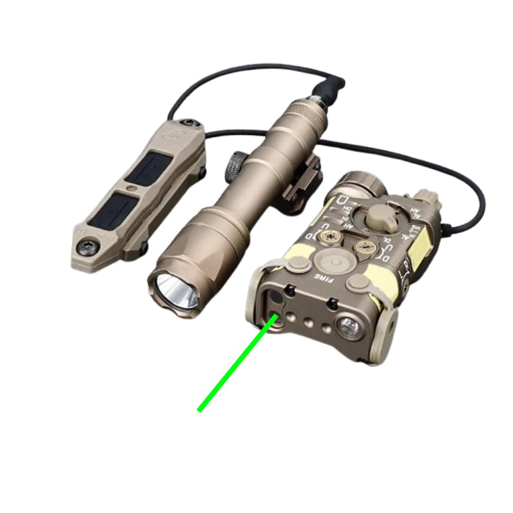 Metal L3-NL Box Aiming Laser Sights(with Green Laser+IR Laser+White Light), and M600C Strong LED Flashlight, and NF Modular Dual Wire Remote Pressure Switch(SF+2.5 Plug) Combo,DE