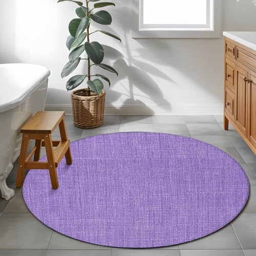 Tapete redondo pequeño 3 pies lavanda antideslizante lavable miniatura 4
