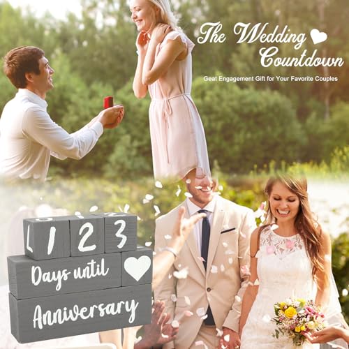 Wedding Countdown Sign, Wooden Blocks Wedding Day Countdown Calendar - Image 2