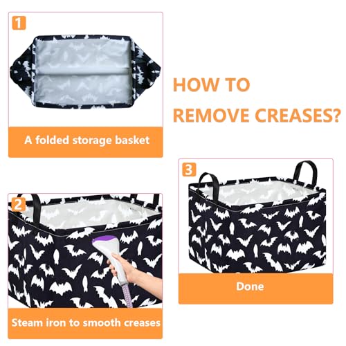 Image of MAIZMZ Halloween Storage Basket Pumpkin Ghost Gift Basket for Kids Foldable Toy Box Waterproof Organizer Bin Laundry Nursery Hamper for Home Office Dorm Closet Shelf