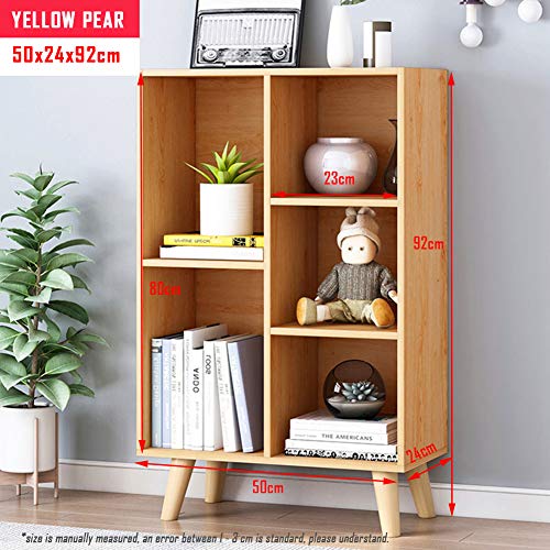 Image of IOTXY Wooden Open Shelf Bookcase - 3-Tier Bookshelf with Legs, Pear Yellow