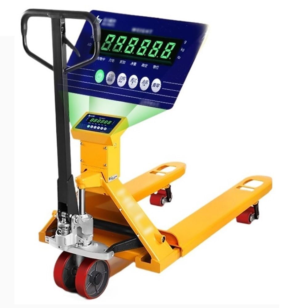 MENGLI-2024 Pallet Jack Truck 3000kg Fork Lift Adjustable Pallet Jack Cargo Carrier Transporter Manual Scale Forklift Hand Truck with Weighing