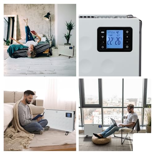 Perel Chauffage convecteur intelligent 2000W, 3 niveaux de chaleur, thermostat, IP20, protection surchauffe, portable avec télécommande et Tuya app, pour pièces jusqu’à 60 m³ – vue 3