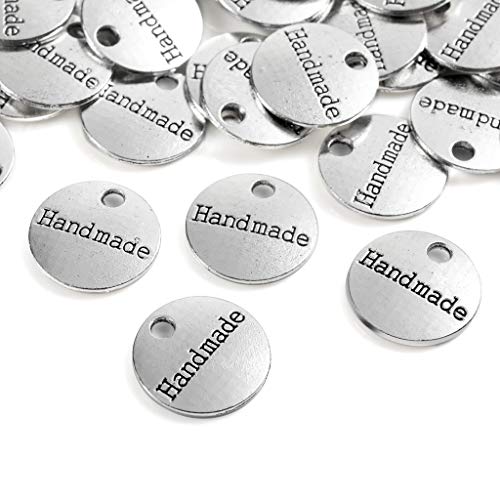 100 botones de metal antiguos hechos a mano con abalorios de etiqueta, colgantes, manualidades, bisutería, accesorios para manualidades, decoración,