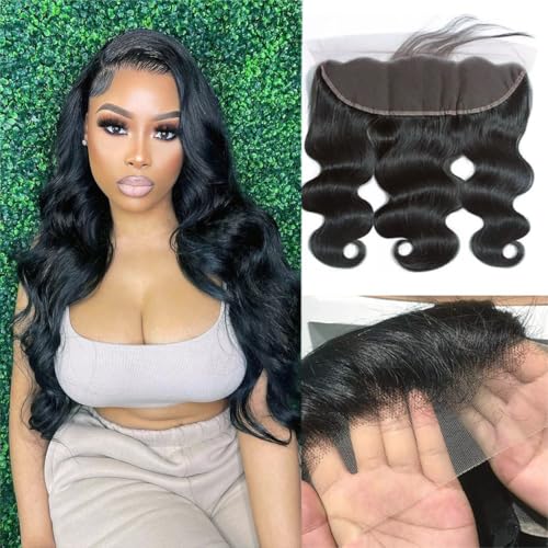 13x4 Lace Closure Human Hair Body Wave Lace Frontal Natural Color 14 inch