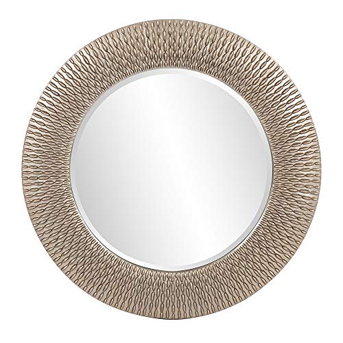 Image of Howard Elliott Bergman Big Round Mirror for Wall Decor, Silver Glossy Mirror with Starburst Effect, Modern Large Circular Hanging Wall Vanity Mirror for Living Room, Bathroom or Entryway, 32 x 32 Inch