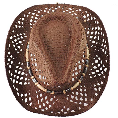 Image of SILVERFEVER Straw Cowboy Hat Cowgirl Hats Men Women Sun Hat Sombreros Vagueros Classic Western Accents Sombreros