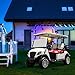 Cinnvoice 2 Pcs Christmas Golf Cart Decorations Christmas Golf Cart Seat Covers with Golf Cart Battery Operated String Lights Santa Blanket Golf Cart Accessories for Christmas Golf Cart Decorations