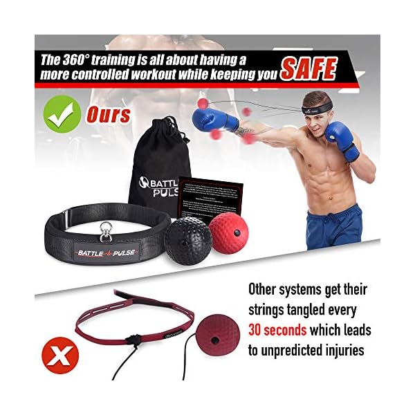 BattlePulse Reflex Ball – Soft Multilayer Premium Headband Boxing Ball – 360-Degree Buckle – 2 Difficulty Level Punching Ball – Reflex Speed Ball – Hand Eye Coordination Training Headset