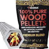 Kona Wood Smoker Tube & Smoking Pellets Set - Hot & Cold Smoke for Charcoal, Electric, Gas & All BBQ...