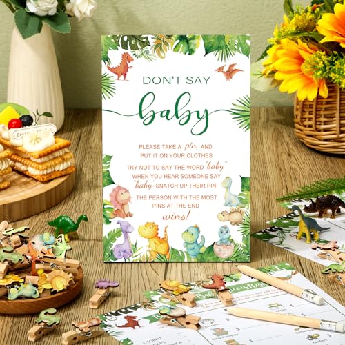 Image of Patelai 321 Pcs Dinosaur Baby Shower Decorations Game, Pencils Clothespins