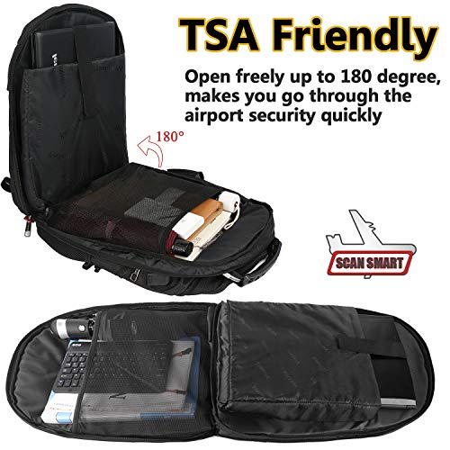 YOREPEK Backpacks for Men,Extra Large Travel Backpack with USB Charging Port,TSA Friendly Business College Bookbags Fit 17 Inch Laptops 45L,Black