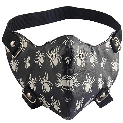 GelConnie Spider Leather Mask Fluorescence Cosplay Half Face Mask Anti Dust Motorcycle Mask