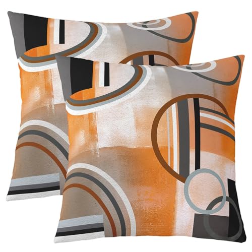 Burnt Orange Throw Pillow Covers 24x24 Inch Set of 2,Geometric