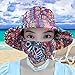 KIASRZN 2024 New Women's Outdoor Sun Protection and Dustproof Integrated Hat, Uv Protection Wide Brim Floral Hat (Multi-Color,One Size)