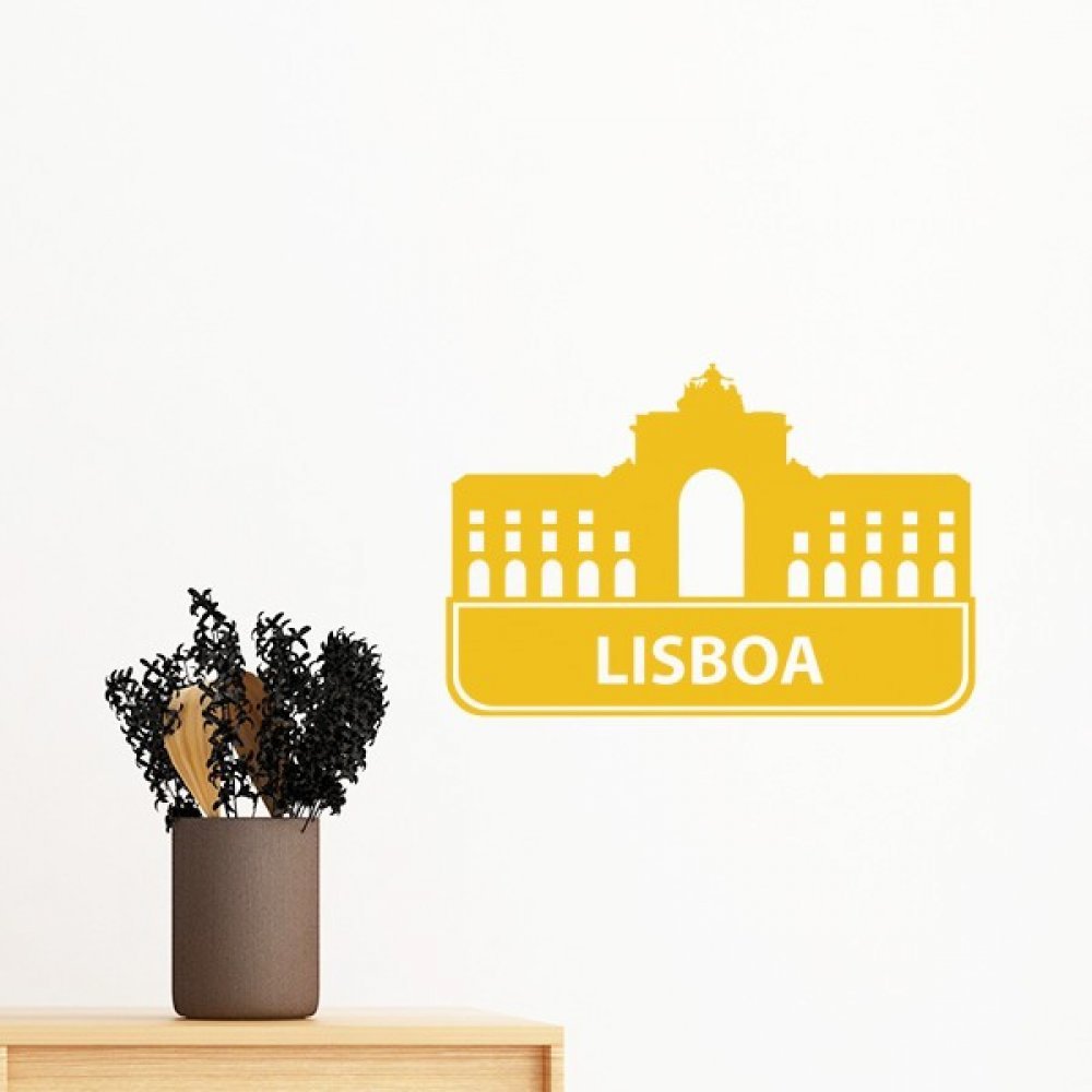Papier peint vinyle Lisbonne Portugal jaune amovible pour masquer un mur abime facilement