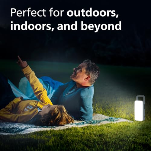 Image of PHILIPS Voyager 6W Rechargeable LED Emergency Light | 450 Lumens | 1500mAh Battery | Type-C Fast Charging | 2 Brightness Modes | Up to 1.5 Hours Backup | Portable & Compact (Grey) | Pack of 1