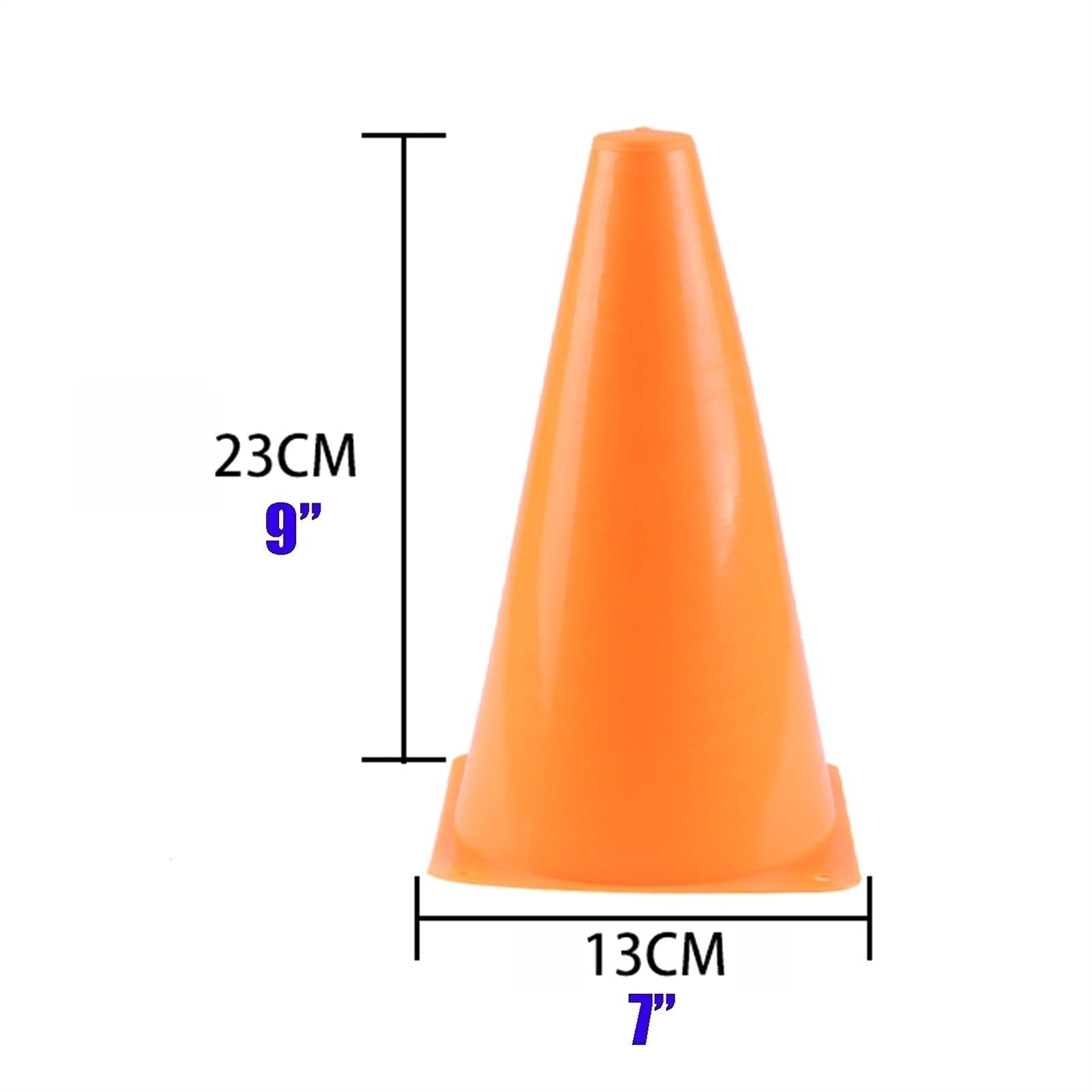 Stożki treningowe do sportu, Plastikowe pachołki drogowe do treningu zwinności 23 cm 9 cali, wielokolorowe opakowanie 10 sztuk