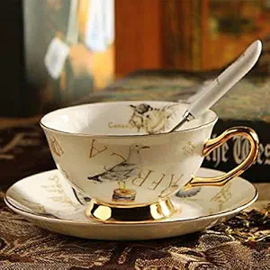 Generic Style B: Yefine Ceramic Afternoon Black Tea Cups and Saucers Bone Coffee Cup with Tray Porcelain Drinkware Set Bi