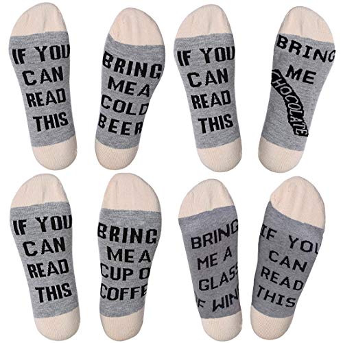 akiido If You Can Read This Please Bring Me a Beer Wine Coffee Pizza Socks Funny Saying Knitting Socks