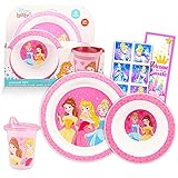 Disney Princess Dinnerware Set for Kids, Toddlers ~ 5 Pc Kitchen Accessories Bundle with Princess...