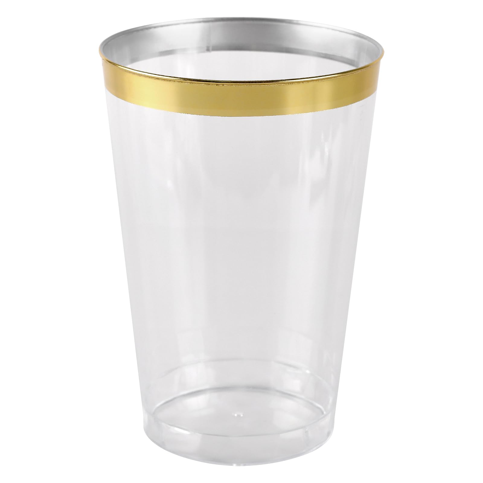 PINGEUI 80 bicchieri di plastica con bordo dorato, 360 ml, trasparenti, riutilizzabili, per feste, cocktail, champagne, birra, champagne, martini, dessert
