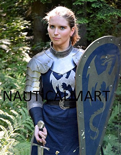NauticalMart Knight of The Silver Dragon Shield Warrior Pauldrons with Gorget