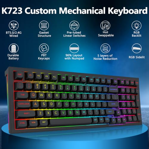 Image of Redragon K723 Wireless Mechanical Gaming Keyboard, Creamy Switches, Black